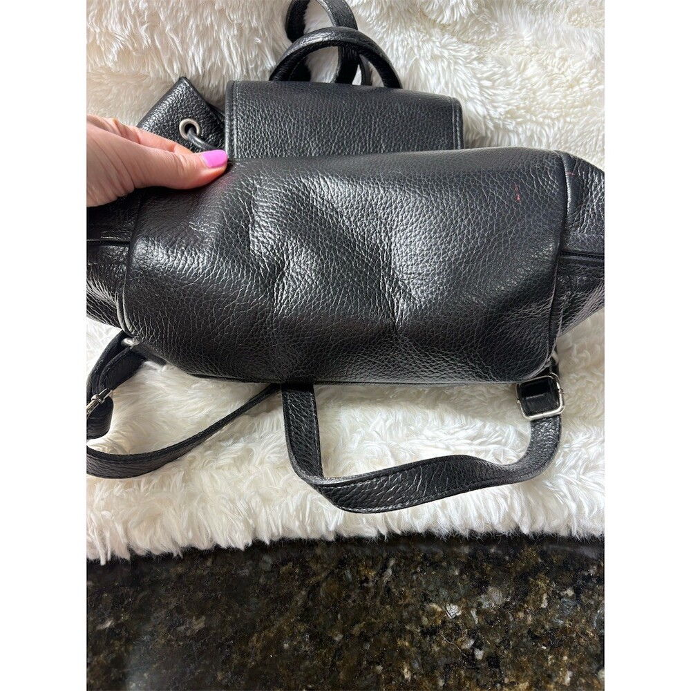 Valentina Backpack Purse Womens Black Drawstring Flap Front Pocket Travel - Picture 6 of 11